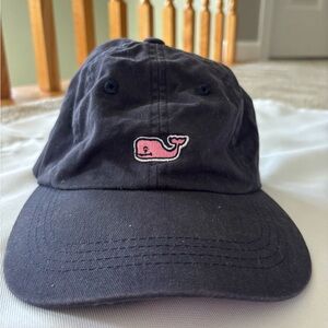 Vineyard Vines Navy Cap with Pink Whale Patch